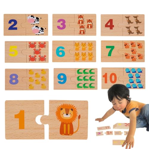 Number Matching Puzzle, Math Manipulative Game, Wooden Maze Skills Engaging Number, Educational Counting Toy for, Award Winning Early Learning Tool Homeschool Supply von Générique