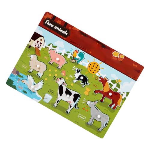 Peg Puzzle mit Sound, Wooden Animals Vehicles Cartoon Toy Peg Puzzle, Übung Hand-Eye Koordination Eltern-Kind-Puzzle für Schlafzimmer, Kindergarten, Sound-Puzzle für Kinder von Générique