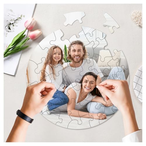 Personalisiertes Puzzle, gestalten Sie Ihr eigenes Foto-Puzzle, 42 Teile/52 Teile/72 Teile, geeignet für Familien, Hochzeiten, Abschlussfeiern, Haustiere, Paare (rund 42 Stück) von Générique