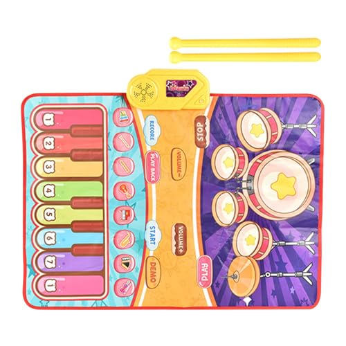 Piano Drum Matt, Klavier und Drum Set, Matt, Musical Mat mit 2 Sticks, 2 in 1 Musikmatte, Musical Mat mit 10 Songs, Early Learning Music Sensory Toys, Sound Mat für Kinder von Générique