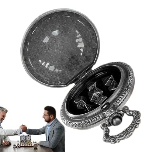 Pocket Watch Dice Set, Portable Dice Board Games, Role Playing Metal Dice, Small Polyhedral Dice Set, Pocket Watch Dice, Metal Dice for Role Players, Compact Dice with Case von Générique