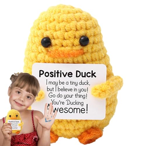 Positive Ente mit Häkeln – lustige positive Entenpuppe, niedliches Häkelornament | Süße Entenpuppe, positiv, handgefertigt, Entenpuppe, gehäkelte Tiere, kreativ, positiv von Générique