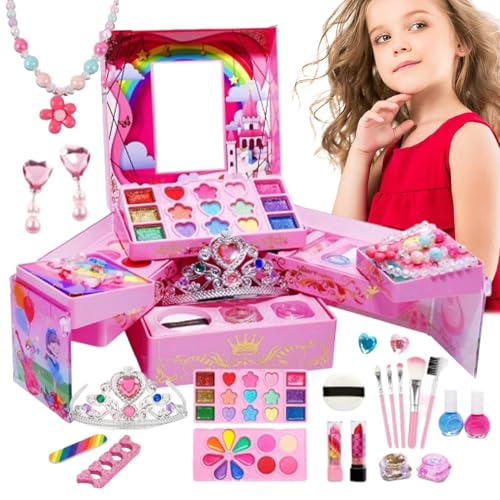 Princess Washable Makeup Set, Children's Pretend Cosmetic Kit, Makeup Toys for Girls, Safe and washable makeup set for kids, for birdays and holidays for Happines von Générique