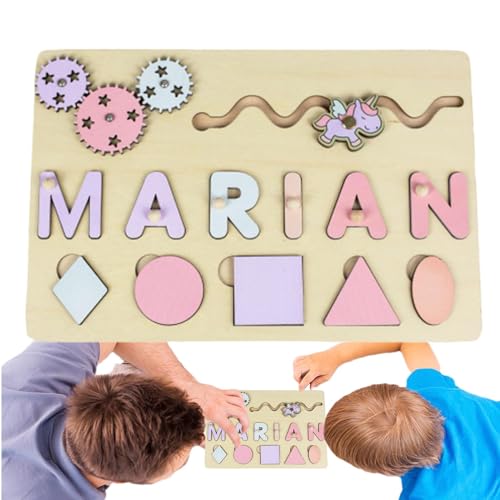 Puzzle mit Namen aus Holz – Alphabet-Puzzle, personalisierter Name Board Jigsaw | Buchstabenpuzzle aus Holz für Kleinkinder, Lernspielzeug, Rechtschreib- und Rechtschreibprüfungsspiel von Générique