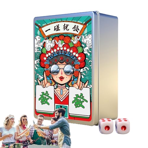 Reise Mahjong Sets Tragbares Mahjong Set 146 Teile/Chinesisches Mah Jongg & Mahjong Poker Set Majhong Spiele Majhong Spiele Tragbare Dicke Karten für Pokerspiel Festival Picknick F von Générique