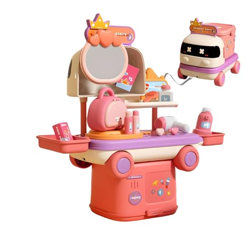 Role Play Toys Playhouse Kitchen Convertible Play Kitchen Pretend Play Toys Toddler Kitchen ToKitchen Play Set, Miniatur-Makeup Play Toy, Convertible Kitchen Toy Set für Rollenspiele, Kinder 3 Jahre von Générique