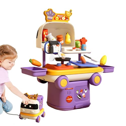 Role Toys Playhouse Kitchen Convertible Kitchen Pretend Toys Toddler Kitchen ToKitchen Set, Miniatur-Makeup Toy, Convertible Kitchen Toy Set für Rollenspiele, Kinder 3 Jahre von Générique