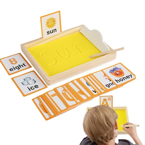 Sand Letter Tracing Tray, Holzbox, Holzbox, Preschool Learning Toys, Lernspielzeug für Kinder, Letter Tracing for Kids, Sand Tray Writing Activity, Wooden Educational Tray, Tracing Sand Box von Générique