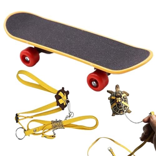 Seil- und Skateboard-Set – kleines Skateboardspielzeug, tragbares Reptiliengeschirr und Skateboard, praktisches Trainingsseil für Bart-Drachen, Tortu von Générique