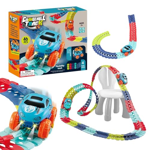 Set mit Auto-Teilen für – Puzzle-Pointer, pädagogisch für | Electric Educational Toy Flexible Assembly Tracks Car Racing Track mit LED Light, Funny Track Set Creative von Générique