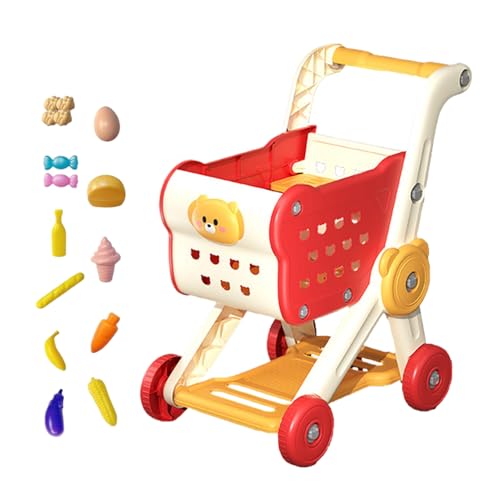 Shopping Cart, Grocery Cart, Play Kitchen Toy, Educational Roll-Playing Set, Preschool Activity Fun, für Mädchen Family Use, 25 x 40 x 40 cm, Rotgelb, 16 Stück Shopping Cart, Grocery Cart, Play Kitchen Toy, Educational Roll-Playing Set, Preschool Activity Fun, für Mädchen Family Use, 25 x 40 x 40 cm, Rotgelb, 16 Stück von Générique
