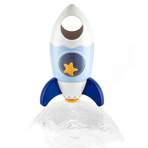 Space Rocket Toys, Spray Water Rockets, Rotating Water Toy, Kids Fountain Bath, 9,06 x 5,12 Zoll, Ideal für Kleinkinder, Jungen und Mädchen, perfekt für die Verwendung im Bad, Blau und Rot von Générique