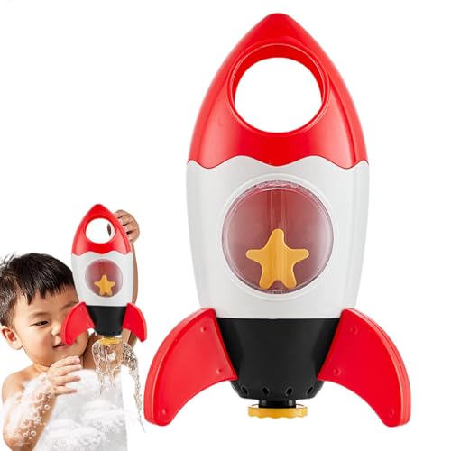 Space Rocket Toys, Spray Water Rockets, Rotating Water Toy, Kids Fountain Bath, 9,06 x 5,12 Zoll, Ideal für Kleinkinder, Jungen und Mädchen, perfekt für die Verwendung im Bad, Blau und Rot von Générique