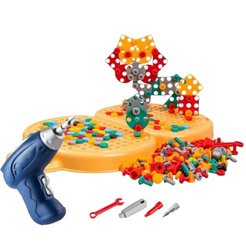 Spiel-Toolbox mit Drill, Kids Creativity Tool Box, Elektrobohrer, Schraubenwerkzeug, 2D Screw Toy, Kinderbohrer und Schraubenspielzeug, Toolbox für und Mädchen, von Générique