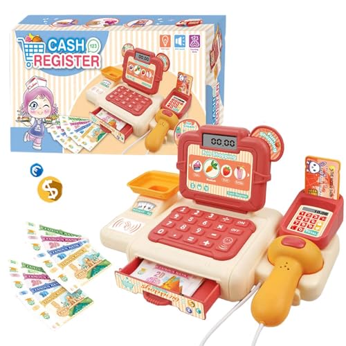 Spielgeld-Register für Kinder, Kinder, Geldschein-Register, Toddler Pretend Toy, Toddler Cash Register mit Scanner, Best Toddler Register Toy Interactive Cartoon Cash Register für und von Générique