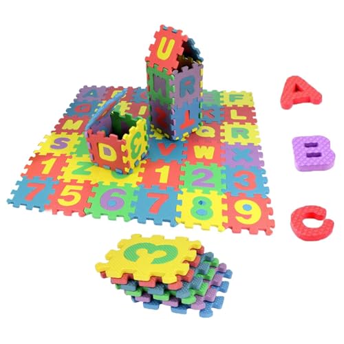 Spielmatte aus Schaumstoff für Kinder, Spielmatte mit 36 Bodenfliesen – Schaumstoff-Lernmatte mit 26 Buchstaben und 10 Zahlen für Mädchen und Jungen, Schaumstoff-Puzzle-Bodenmatte für von Générique