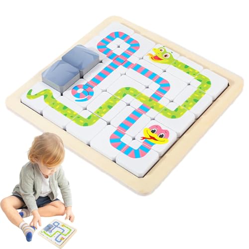 Stem Snake Board Game, Wooden Family Board Game, 17,7 x 17,7 cm, logisches Puzzle-Spielzeug, kompakt, interaktives Training Games, Logical Training Puzzles für Kinder und Erwachsene von Générique