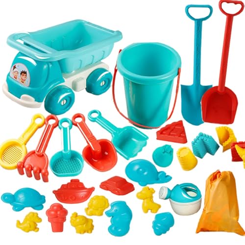 Strandspielzeug, Sandkastenbau-Set, Wasserbehälter, tragbares Kinderfreundliches Design, inkl. Bucket, Shovels, Rake, Molds für Kinder von 3 bis 10 Jahren für und Sandbox, PVC von Générique