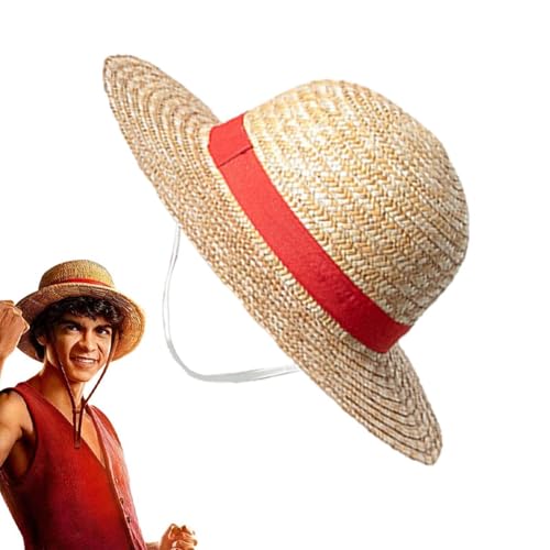 Strohhut Luffy – Cosplay Strohhut Sonnencreme | Strohhut Luffy Anime | Strohhut aus natürlichem Weizen | Anime Cosplay Luffy Performance Hüte | von Générique