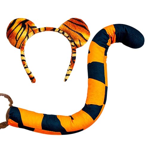 Tigerohren Stirnband Tiger Schwanz Cosplay Schulperformance Kostüm Cosplay Stirnband Ohren Tiger Stirnband Kopfbedeckung Tierkostüm Cosplay Zubehör von Générique