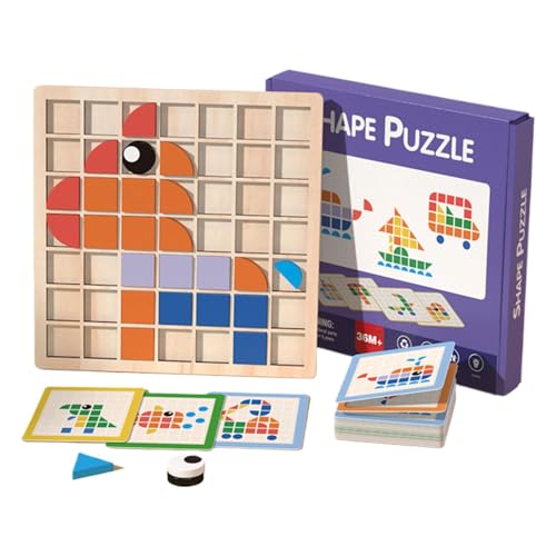 Toddler Holzpuzzle, pädagogisches Lernspielzeug, sicheres Matchingspiel, buntes Spielzeug für Kinder und Toddler, 24,9 x 22,9 x 3,6 cm von Générique