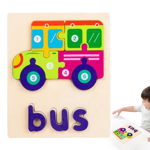 Toddler Wooden Puzzles, Blocks Toddler Wooden Puzzles, STEM Words and Shapes Puzzle, Brain Teasers for Kids, Preschool Educational Puzzle for Toddler Kids Ages 3+, Interactive Learning Toy von Générique