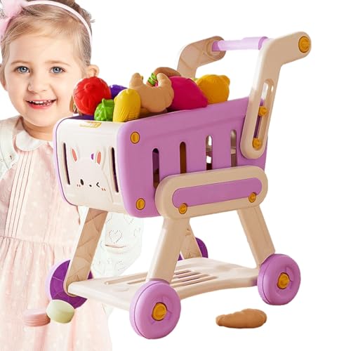 Toy Shopping Cart, Pretend Grocery Cart für Kinder, nachhaltiges Einkaufstrolley Spielset, realistisches Rollenspielzeug, Spielzeugkarte mit Spielzeug, lustiges Lernspielzeug für interaktive Spiele von Générique