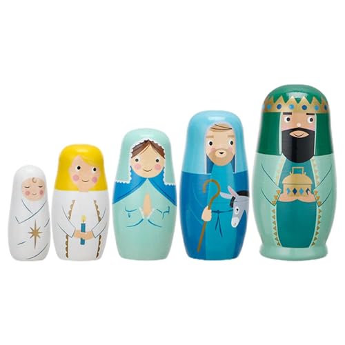 Toys Matryshka – Jesus Nativity Nest Dolls, Jesus stapelt, ineinandergreifend | 5 Stück Matryshka-Puppenzubehör aus aus für Geburtstagsdekoration zu Weihnachten von Générique