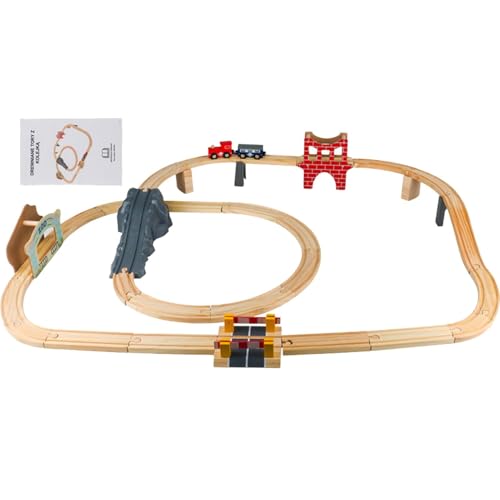 Train Track Railway Set, Christmas Train Set, Railway Toy Set, Wooden Train Railway, Train Track Kit, Zug Set für Kinder, Toddler Zug Spielzeug, Zug Set für 3-5 Jahre, Holzbahn-Set, Holiday Zug von Générique