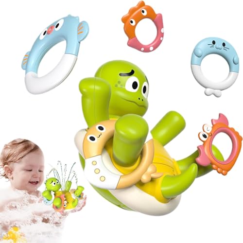 Wasser-Sprühspielzeug, Badeschwimmspielzeug, für Kinder Pool Turtle, Turtle Bath Toys, Floating Rotatable Electric Water Spraying Bathtub Turtle Toy for Kids with 5 Rings, Swimming Shower Pool Toy von Générique