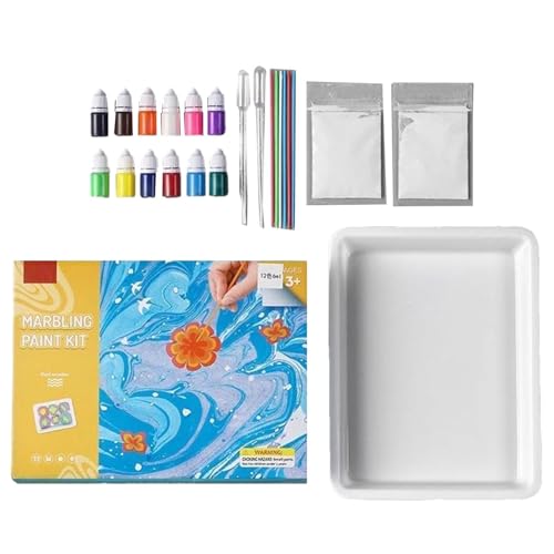 Wassermarmorierte Malerei – Wassermarmoriertes Malerei-Set | DIY Marmormalerei-Kunstset | Kreatives Spielzeug, Urlaubsgeschenke für Mädchen und Jungen im Alter von 6, 7, 8, 9, 10, 11, 12 Jahren von Générique