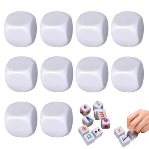 Weißer Dice, runde weiße Würfel, Acryl-Würfel, personalisierbare Acryldice Blocks, Teaching Tools Blank Dice Würfel, runde Blankwürfel, für Bildungsspiele oder Math-Lessons von Générique