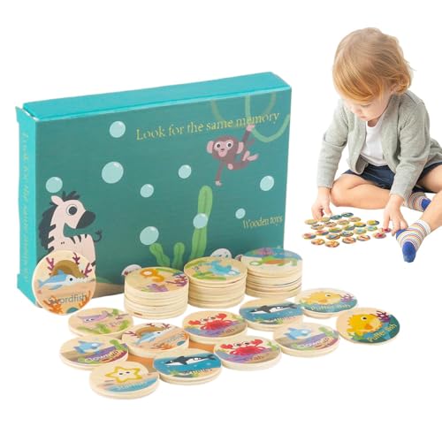 Wooden Animal Matching Game, Lernspielzeug, Lernspielzeug, Lernspielzeug, Förderung und kognitive Skills, Ideal für frühes Kindheitswachstum, 1 Set, 16,89 x 4,84 x 1,18 cm von Générique