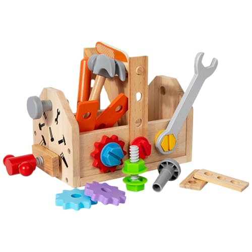 Wooden Bau Toys, Pretend Construction Tool Set, Creative Kids Toolbox, Fun Construction Tool Toys for, Educational Building Toy for Boys and Girls von Générique