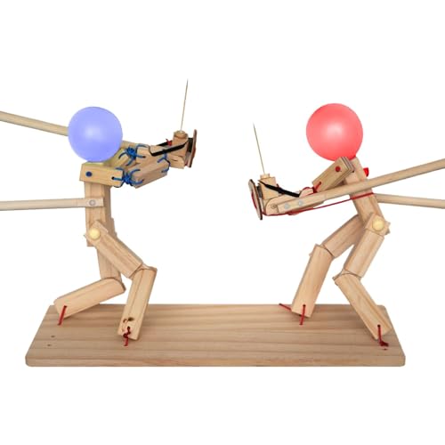 Wooden Fencing Puppets, 7,28 Zoll Balloon Man Battle, Wiederverwendbar, Holzspielzeug, mehrfarbig, lustig, handgefertigt, Holzspielzeug für Kinder, Freunde von Générique