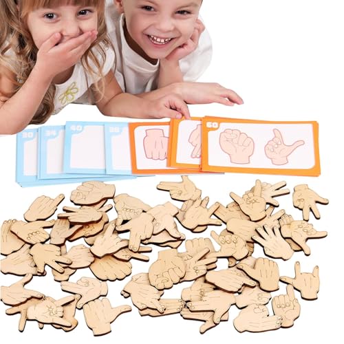 Wooden Matching Toys, Wooden Kids Gesture Matching Toys, Children Puzzle Toy, Funny Learning Toys, Fine Motor Skills Toys, Wooden Gesture Matching Toy for Kids to Enhance Fine Motor Skills von Générique