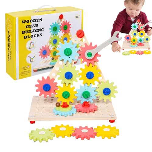 Zahnradspielzeug für | Tischspiel mit rotierenden Zahnrädern aus Holz, multifunktionales Spielzeug für die Entwicklung kritischen Denkens für Schulen und Kindertagesstätten Zahnradspielzeug für | Tischspiel mit rotierenden Zahnrädern aus Holz, multifunktionales Spielzeug für die Entwicklung kritischen Denkens für Schulen und Kindertagesstätten von Générique