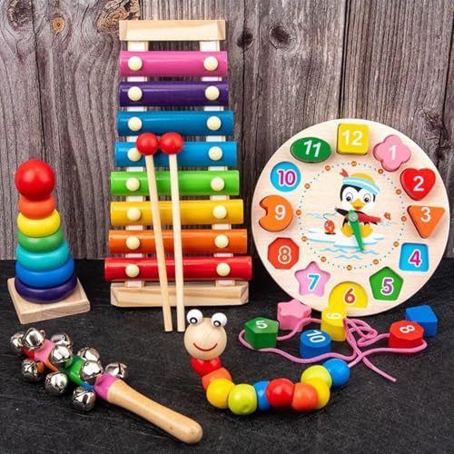 1 Set Holz Musical Kit Montessori Baby Spielzeug Xylophon Rassel Drum Bell 3D Puzzles sensorische Lern Geschenke für 0-12 Monate 1 Set Holz Musical Kit Montessori Baby Spielzeug Xylophon Rassel Drum Bell 3D Puzzles sensorische Lern Geschenke für 0-12 Monate von Generisch