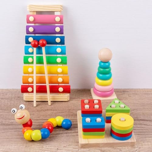 1 Set Holz Musical Kit Montessori Baby Spielzeug Xylophon Rassel Drum Bell 3D Puzzles sensorische Lern Geschenke für 0-12 Monate 1 Set Holz Musical Kit Montessori Baby Spielzeug Xylophon Rassel Drum Bell 3D Puzzles sensorische Lern Geschenke für 0-12 Monate von Generisch
