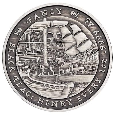 1 Unze Silbermünze Tuvalu - Black Flag The Fancy ANTIK 2023-1 Oz Silber AntikFinish Silver Coin von Generisch