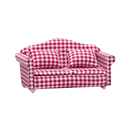 1:12 Puppenhaus Puppenhaus Möbel Wohnzimmer Szene Modell Blumengewebe Doppelsofa Pinsel Kosmetik (A, One Size) von Generisch