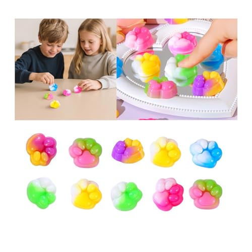 10 Stück Katzenpfote Squeeze Ball Set, Katzen-Pfoten Stressball, Stressabbau Spielzeug für Kinder und Erwachsene, Party Geschenke 10 Stück Katzenpfote Squeeze Ball Set, Katzen-Pfoten Stressball, Stressabbau Spielzeug für Kinder und Erwachsene, Party Geschenke von Generisch