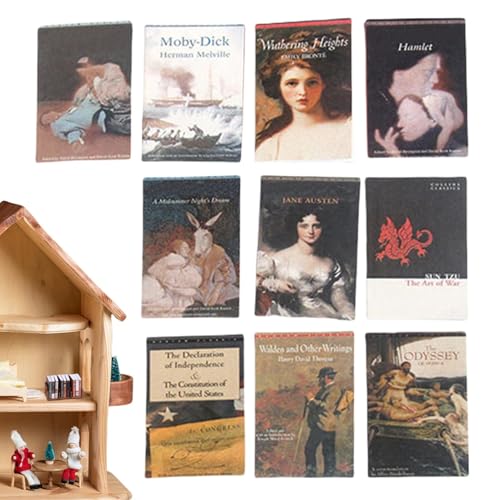 10 Stück Miniaturen Puppenhaus Bücher | Miniaturen Puppenhausbücher | Puppenhaus Zubehör 1:12 Miniaturen Bücher Dekoration | Mini-Bücher Puppenhaus Zubehör Für Mikrobibliotheken von Generisch