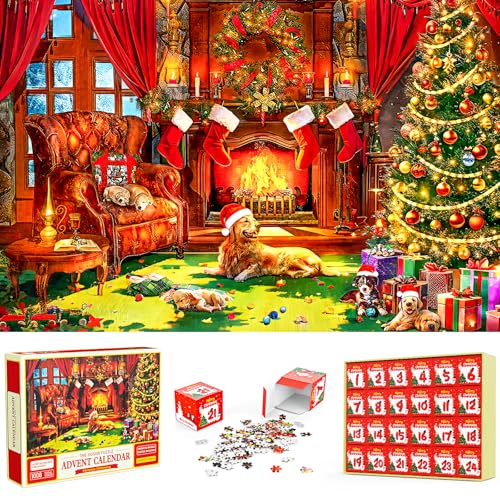 1008 Teile Jigsaw Puzzles für Erwachsene, Adventskalender 2024 Puzzle mit 24 Boxen, 70 x 50 cm Countdown zum Weihnachten Jigsaw Puzzles, Weihnachts Geschenk von Generisch