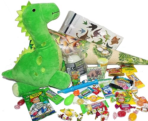 101648 gefüllte Riesen Schultüte 50cm mit Dino zum Schulanfang Schulkind Kita Studium Geschwistertüte Geschenk Dinosaurier von Generisch