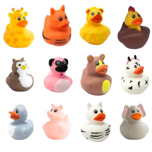 12 Stück Badeente Kinder Gummi Enten, Gummi Badeenten Lustige Badeenten Bunt Quietscheente Kleine Badespielzeug Niedliches Poolspielzeug Für Kinder, Babydusche, Kindergeburtstagpartys von Generisch