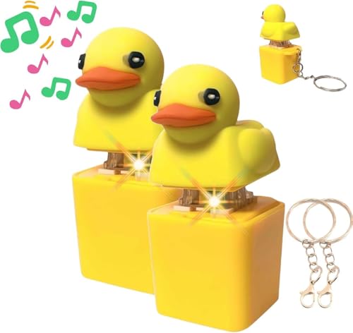 2 Stück Quacking Fidget Toy – 6CM Quacken-Ente-Tastatur-Schlüsselanhänger, Quackendes Enten-Zappelspielzeug Lichtern, Sounding Quack Button Keyboard Clicker Stress Relief Toys von Generisch