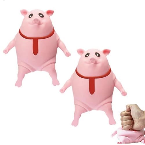 2 Stück Stress Schwein, Schwein Quetsch Spielzeug, Anti Stress Schwein Rosa, Schwein zum Schlagen, Quetsch Spielzeug Schwein, Schubkasten Schwein, Lustiges Quetsch Spielzeug für Kinder Erwachsene von Generisch