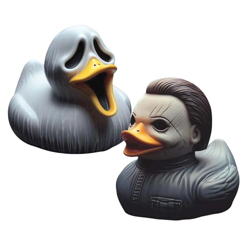 2 X Klassische Horrorfilm Charakter Ente Badeente-Ornamente Handgemachte Sammlerfiguren Horror Ente Stilvolle Halloween-Enten-Dekoration Für Home Desk Decor Zubehör von Generisch