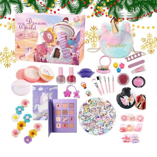 2024 Make-up-Weihnachts-Adventskalender, 55 x Mädchen-Beauty-Countdown-Make-up-Set, lustiges Kinderspielhaus, Simulation, Make-up-Spielzeug, Zubehör, Mädchengeschenk von Generisch